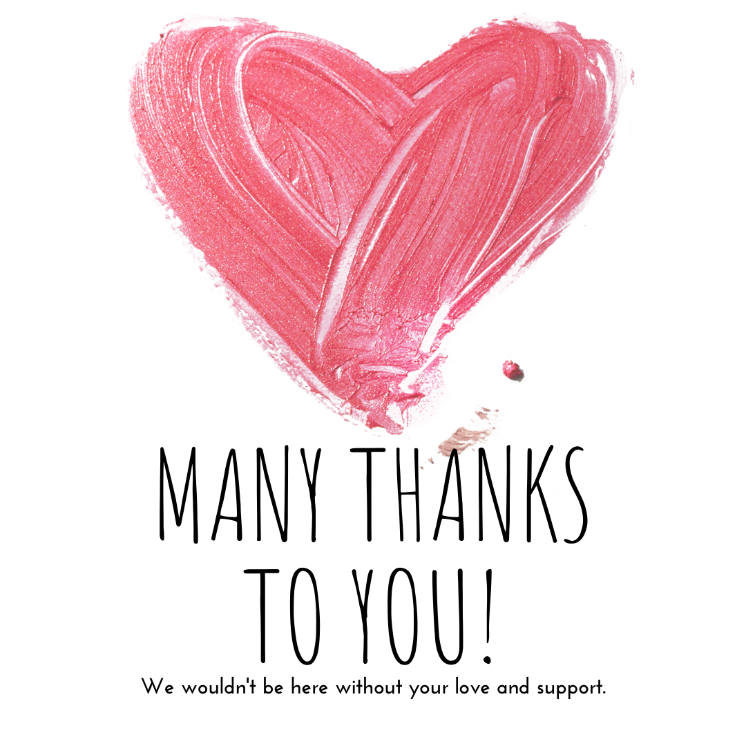 Red heart with the words many thanks to you written on it.